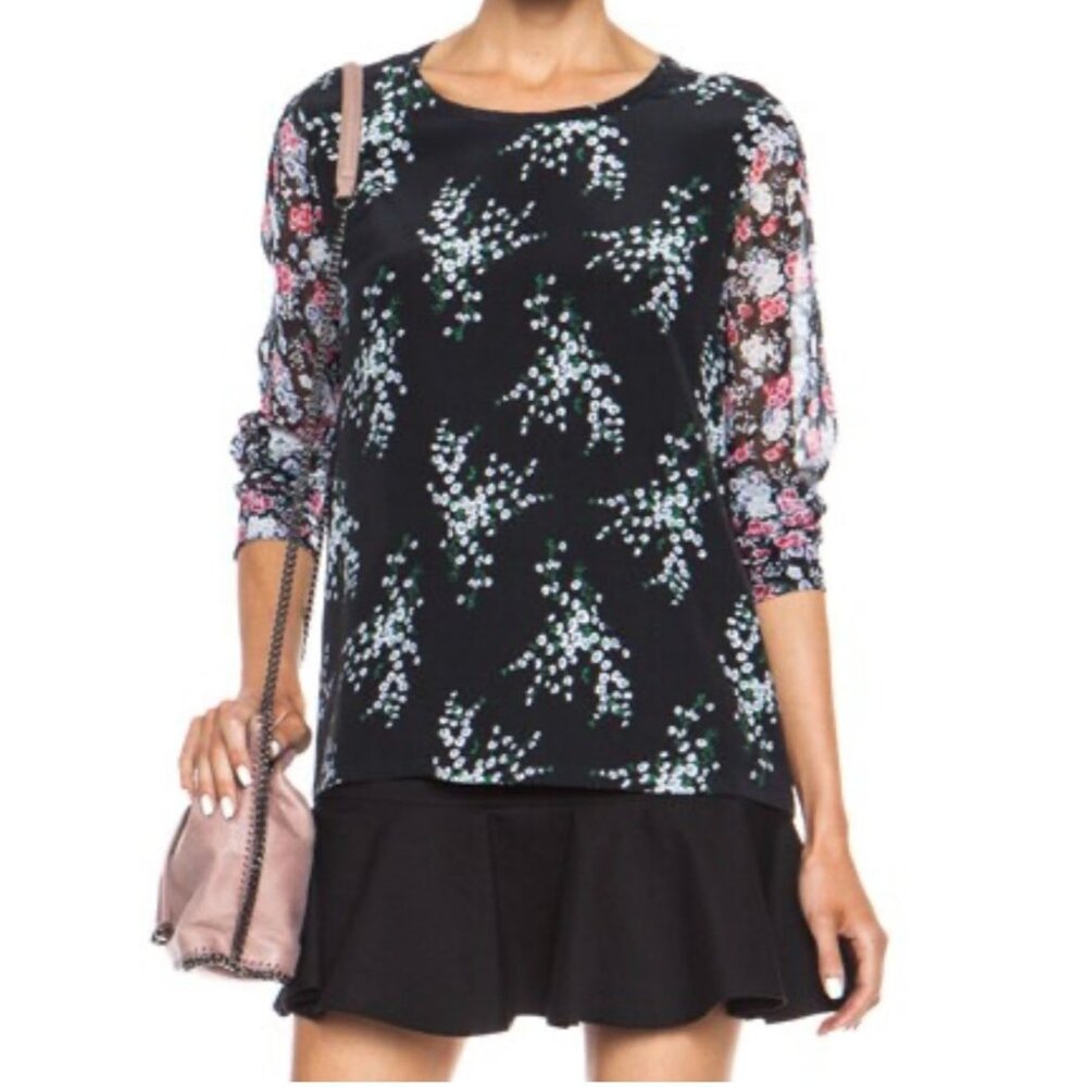Equipment Liam Elevated Bloom Silk Blouse Lightweight Career Multicolor Sz M